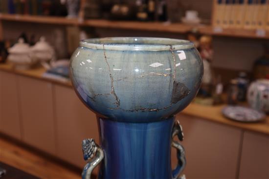 A large 19th century Chinese flambe vase height 57cm